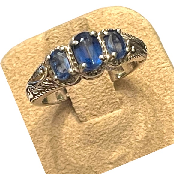 Stunning DJOY sapphire sterling silver ornate 925 ring high quality design - Picture 5 of 11